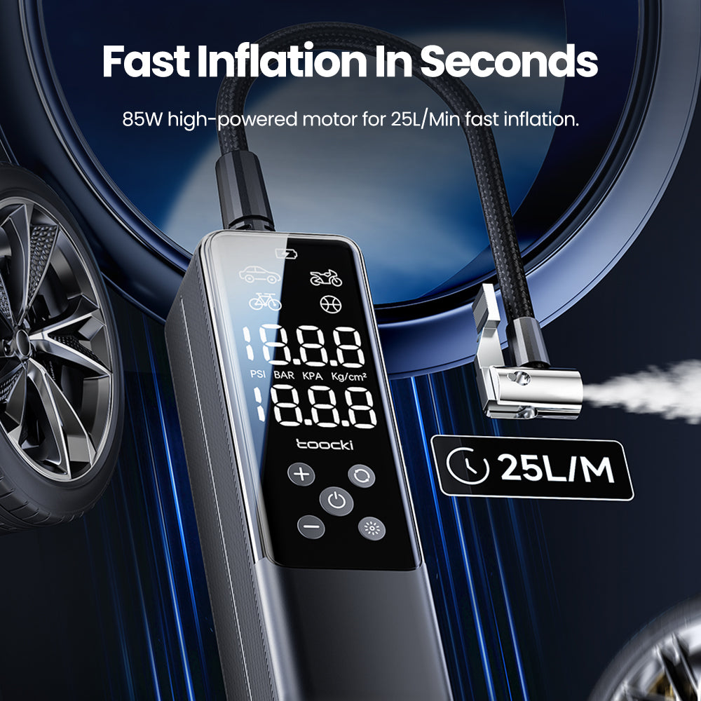 TOOCKI A5 Car Air Compressor Tire Inflator for Tire Inflation Car Tire Pump with LED Light for Car Tires TOOCKI A5 Car Air Compressor Tire Inflator for Tire Inflation Car Tire Pump with LED Light for Car Tires
